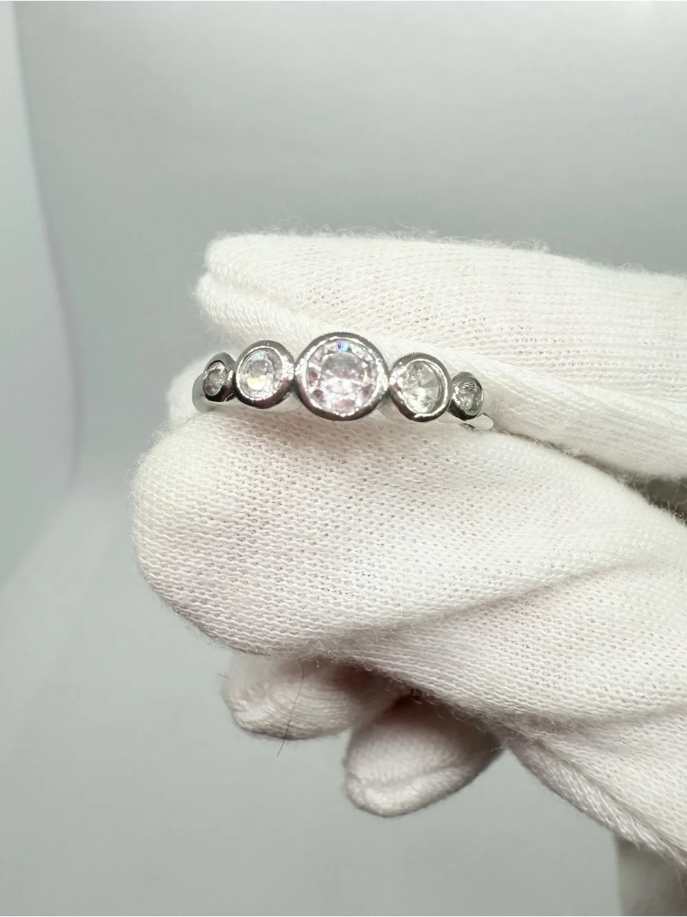 Sterling Silver Multi-Bezel Cubic Zirconia Stacking Ring - Clear
